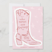 Invitation d'anniversaire Doodle Cowgirl Boot (Devant)