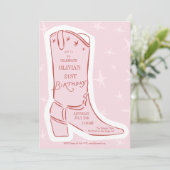 Invitation d'anniversaire Doodle Cowgirl Boot (Debout devant)