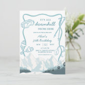 Invitation d'anniversaire Doodle Hiver Bleu pastel (Debout devant)
