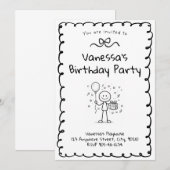 Invitation d'anniversaire Doodle - Invitation à fi (Devant / Derrière)
