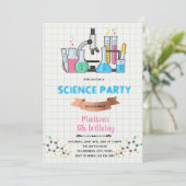 Invitation d'anniversaire Doodle science (Debout devant)