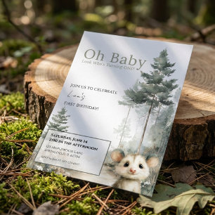 Invitation d'anniversaire d'opossum • Fête mignonn