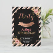 Invitation d'anniversaire d'or de rose de noir (Debout devant)