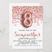 Invitation d'anniversaire d'or du 8e Rose (Devant / Derrière)