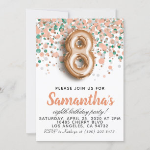 Invitation d'anniversaire d'or du 8e Rose