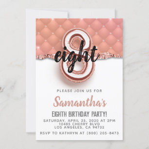 Invitation d'anniversaire d'or du 8e Rose