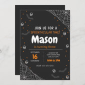 Invitation d'anniversaire d'Orange Spider Web Hall (Devant / Derrière)