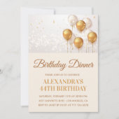 Invitation d'anniversaire dorée 44 ans Dîner d'ann (Devant)