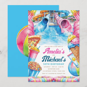 Invitation d'anniversaire double fête d'été Parc a