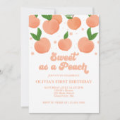 Invitation d'anniversaire Douce comme une Pêche (Devant)