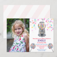 Invitation d'anniversaire douce confiserie Gumball