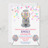 Invitation d'anniversaire douce confiserie Gumball (Devant)