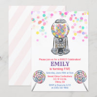 Invitation d'anniversaire douce confiserie Gumball