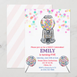 Invitation d'anniversaire douce confiserie Gumball