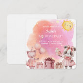 Invitation d'anniversaire douce et pastel pour ani (Devant / Derrière)