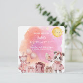Invitation d'anniversaire douce et pastel pour ani (Debout devant)