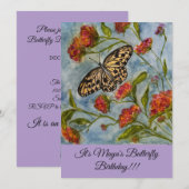 Invitation d'anniversaire douce papillon pour fill (Devant / Derrière)