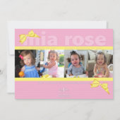 Invitation d'anniversaire douce rose et jaune (Dos)