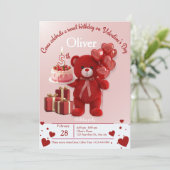 Invitation d'anniversaire douce Saint-Valentin - 5 (Debout devant)
