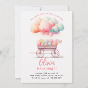 Invitation d'anniversaire douceurs de barbe à papa