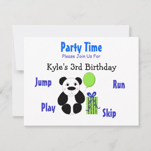 Invitation d'anniversaire d'ours panda (Devant)