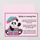 Invitation d'anniversaire d'ours panda (Devant / Derrière)
