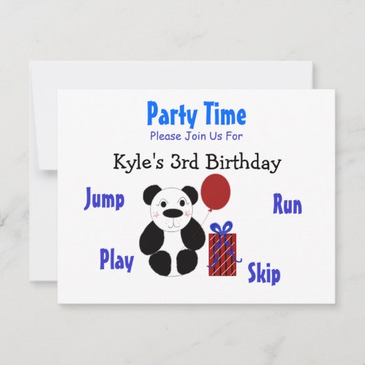 Invitation d'anniversaire d'ours panda (Devant)