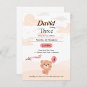 Invitation d'anniversaire d'ours personnalisée pou (Devant / Derrière)