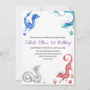 Invitation d'anniversaire dragon aquarelle