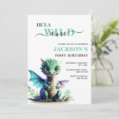 Invitation d'anniversaire Dragon fou, 1er annivers (Debout devant)