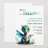 Invitation d'anniversaire Dragon fou, 1er annivers (Devant / Derrière)