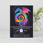 Invitation d'anniversaire Dragon Spirale Arc-en-Ci (Debout devant)