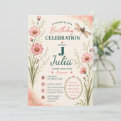 Invitation d'anniversaire Dragonfly Cosmos d'octob (Debout devant)