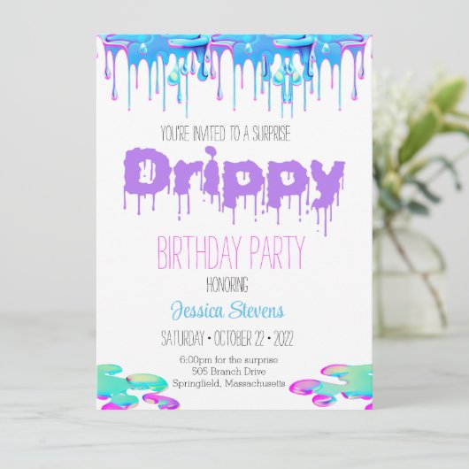 Invitation d'anniversaire Drippy (Debout devant)