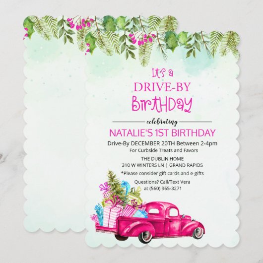 Invitation d'anniversaire Drive By Drive Through D (Devant / Derrière)