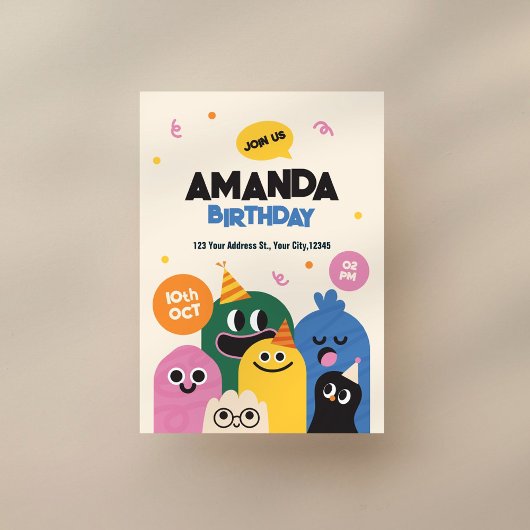 Invitation d'anniversaire drôle et mignonne avec u