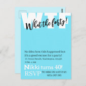 Invitation d'anniversaire drôle Quarante 40e perso (Devant / Derrière)