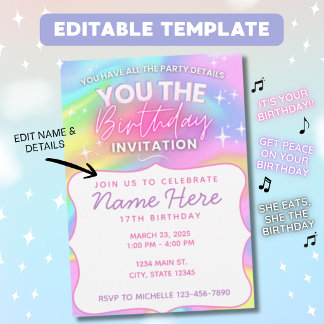 Invitation d'anniversaire drôle | Toi l'anniversai