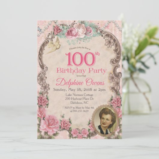 Invitation d'anniversaire du 100e anniversaire vin (Debout devant)