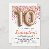 Invitation d'anniversaire du 10e Rose (Devant / Derrière)