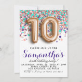 Invitation d'anniversaire du 10e Rose (Devant)