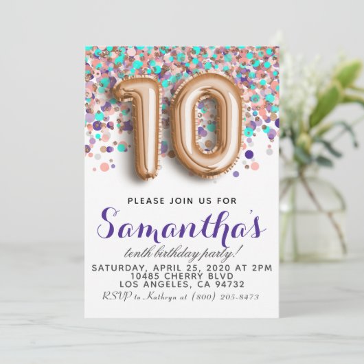 Invitation d'anniversaire du 10e Rose (Debout devant)