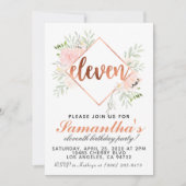 Invitation d'anniversaire du 11e Rose (Devant)