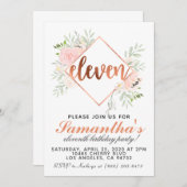 Invitation d'anniversaire du 11e Rose (Devant / Derrière)