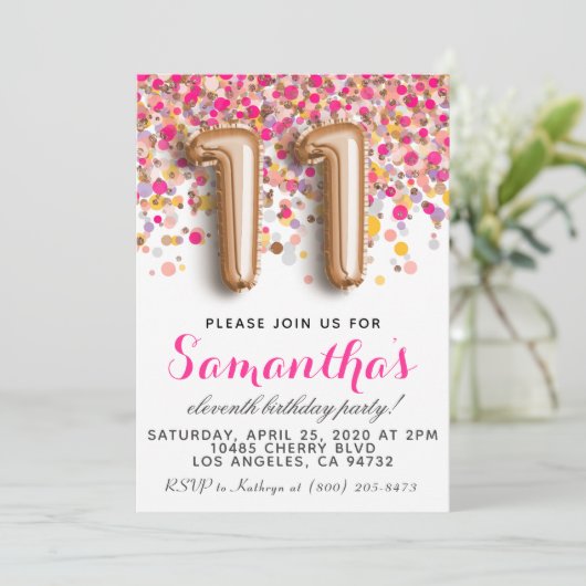 Invitation d'anniversaire du 11e Rose (Debout devant)