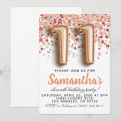 Invitation d'anniversaire du 11e Rose (Devant / Derrière)