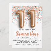 Invitation d'anniversaire du 11e Rose (Devant / Derrière)