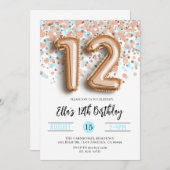 Invitation d'anniversaire du 12e Rose (Devant / Derrière)