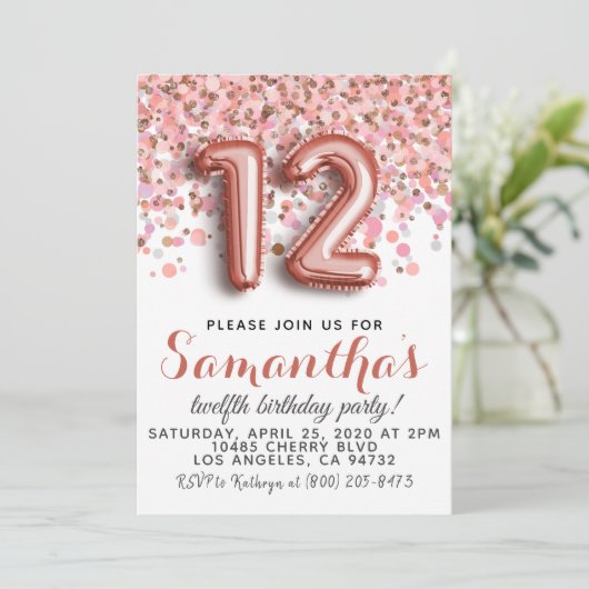 Invitation d'anniversaire du 12e Rose (Debout devant)