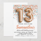 Invitation d'anniversaire du 13e Rose (Devant / Derrière)